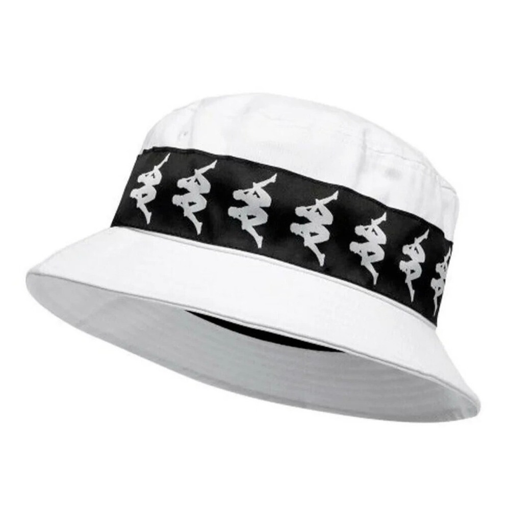 Kappa 222 Banda Bzahlab Bucket Hat White Black Logo Tape 304KRT0 59